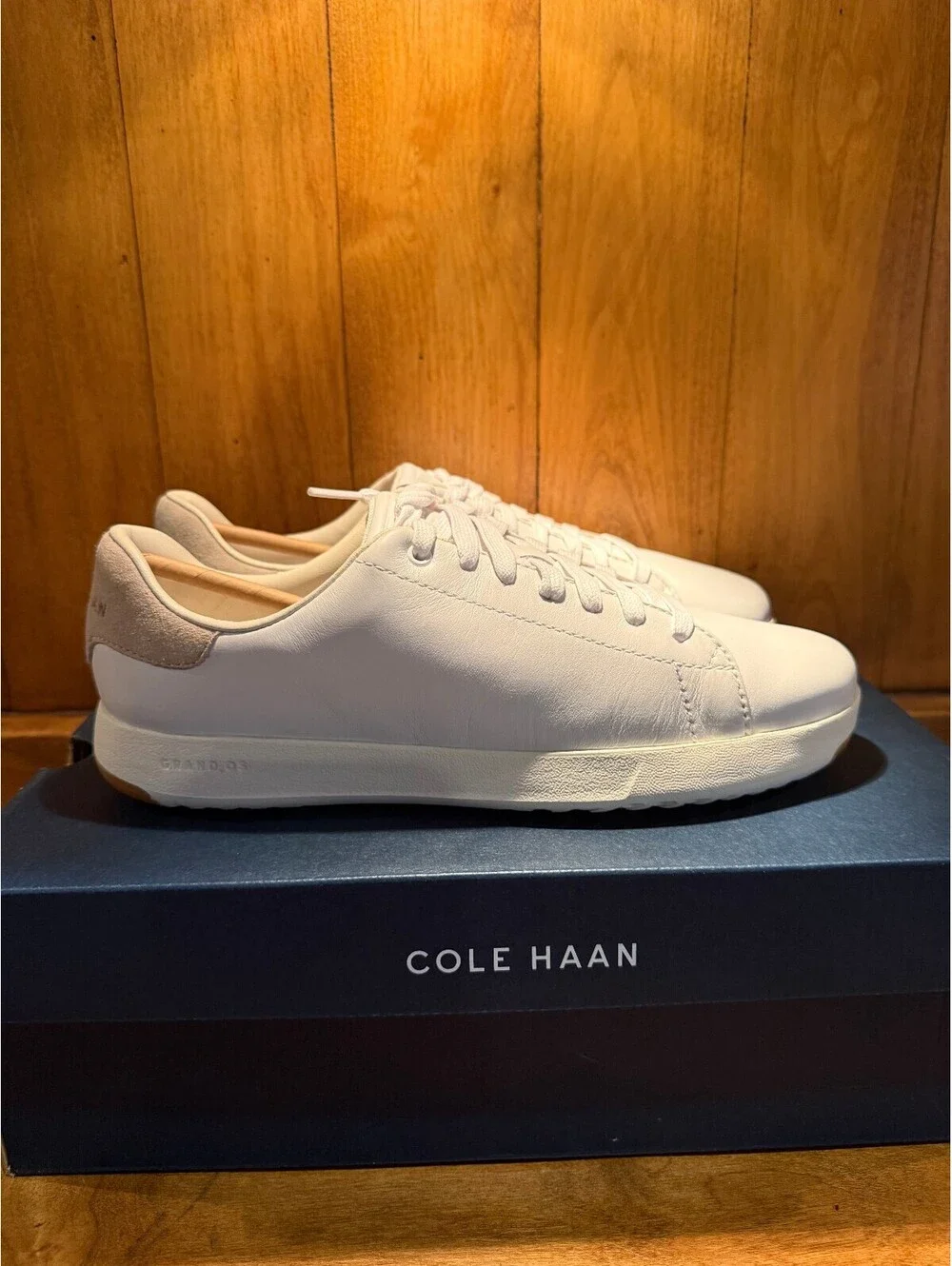 New Cole Haan GrandPro Optic White Leather Tennis Shoes Women's Size 8.5